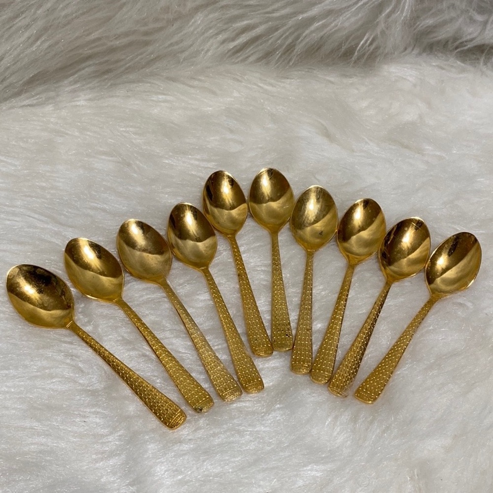 Adcraft Demitasse 10pc Gold Plated Mini Spoons